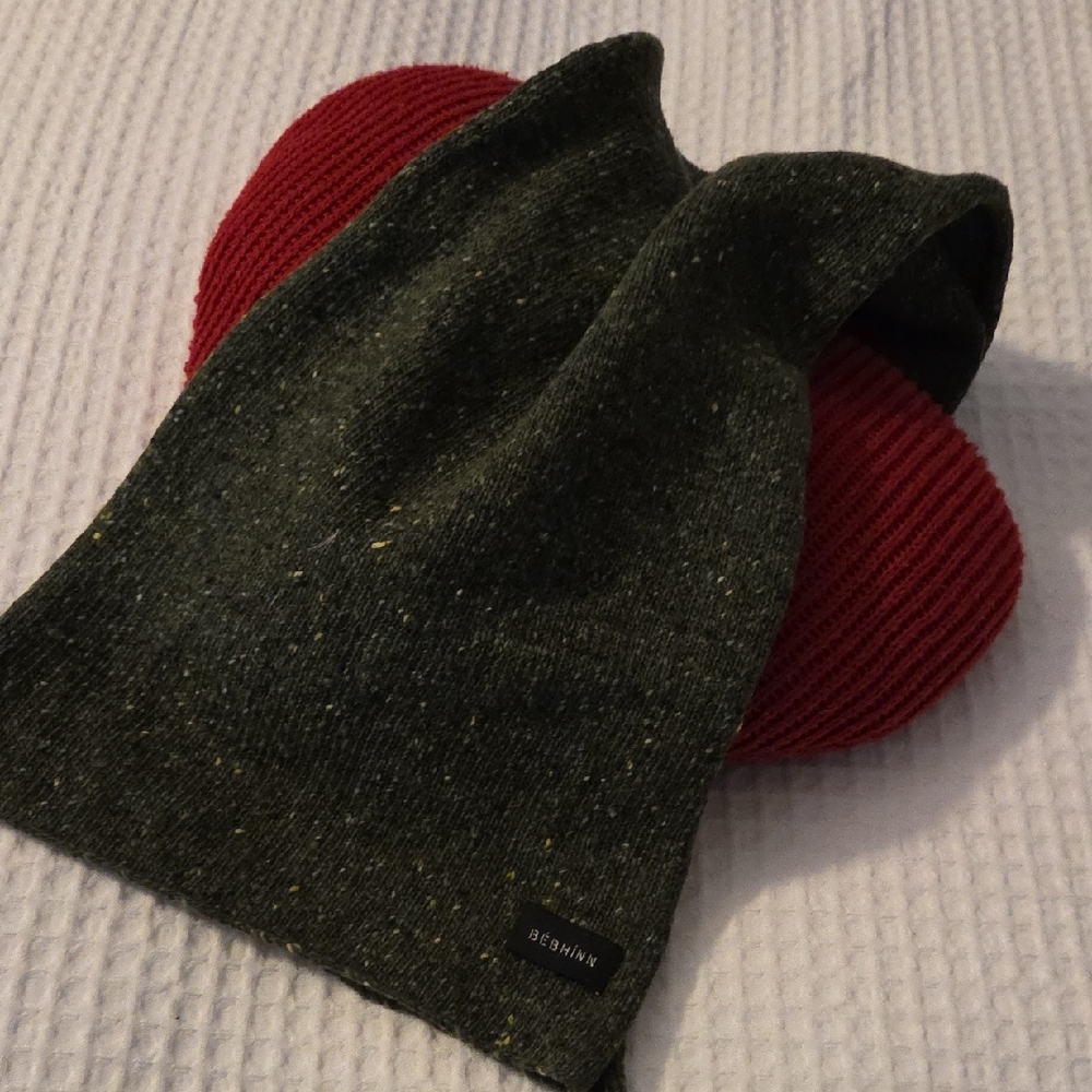 BÉBHÍNN FOREST Green Wool Knit Scarf